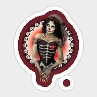 Sugar Skull Pinup Sticker